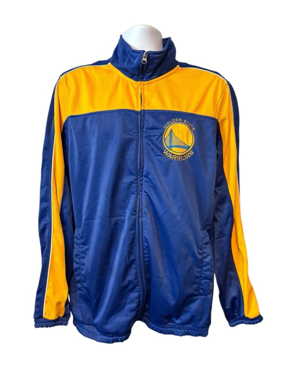 Golden State Warriors Men’s Zip Up Blue and Yellow Performance Track Jacket L